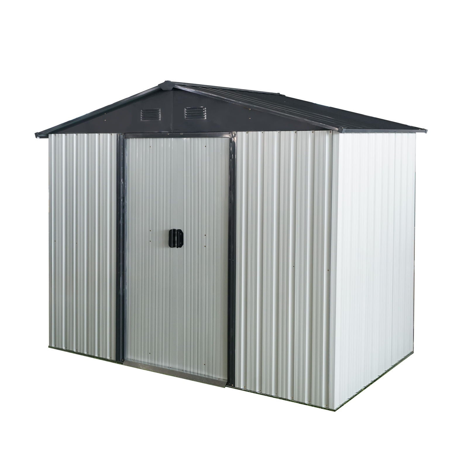 Outdoor Metal Storage Shed With Sliding Door And Foundation For Backyard, Patio, Lawn Daily Nest