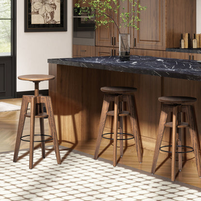 Spencer - Minimalist Oak Adjustable Bar Counter Stool - Walnut Brown Oak Jennifer Taylor Home