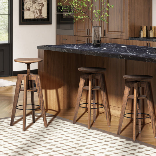 Spencer - Minimalist Oak Adjustable Bar Counter Stool - Walnut Brown Oak Jennifer Taylor Home