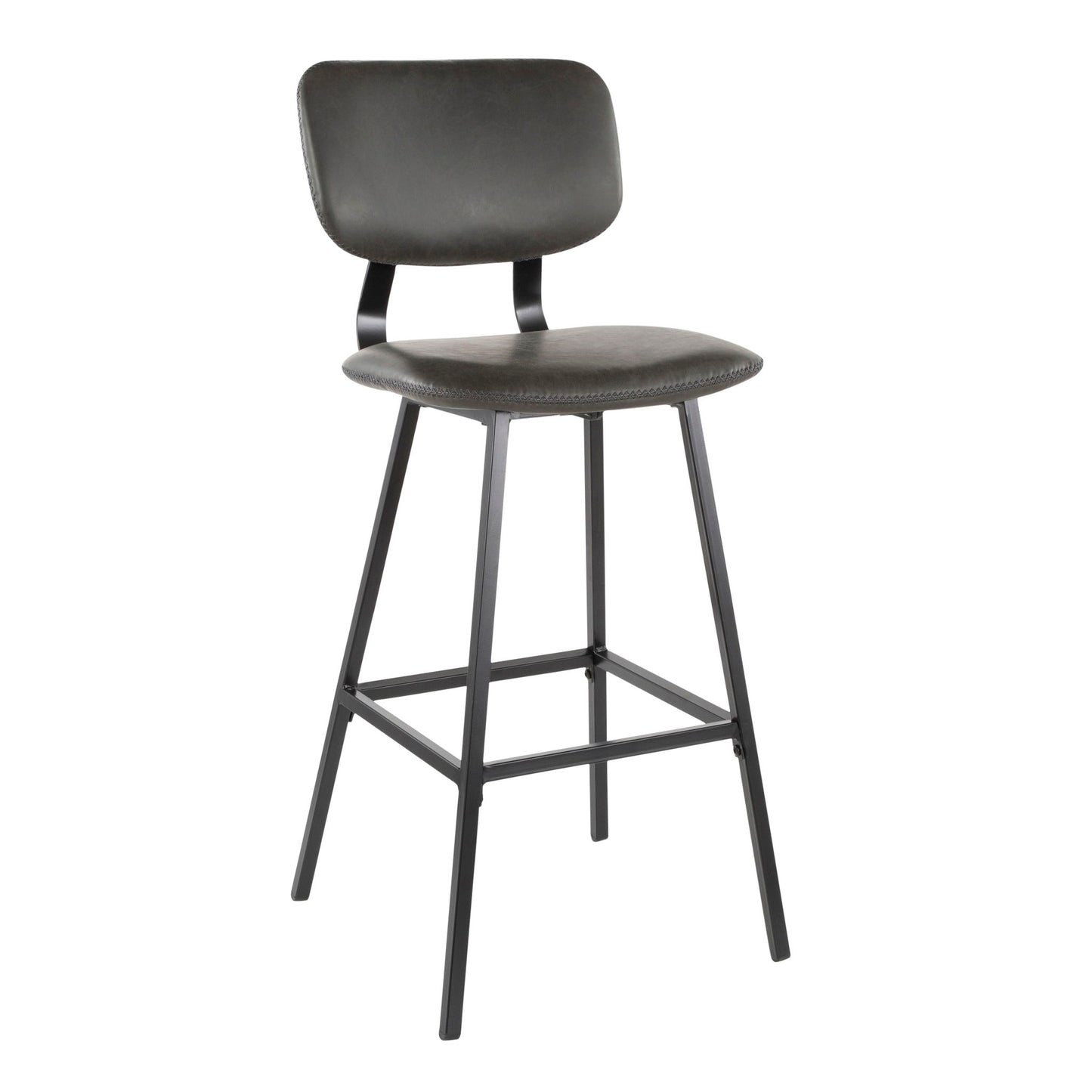 Foundry - Contemporary Barstool Zig Zag Stitching (Set of 2) - Black / Gray Lumi Source