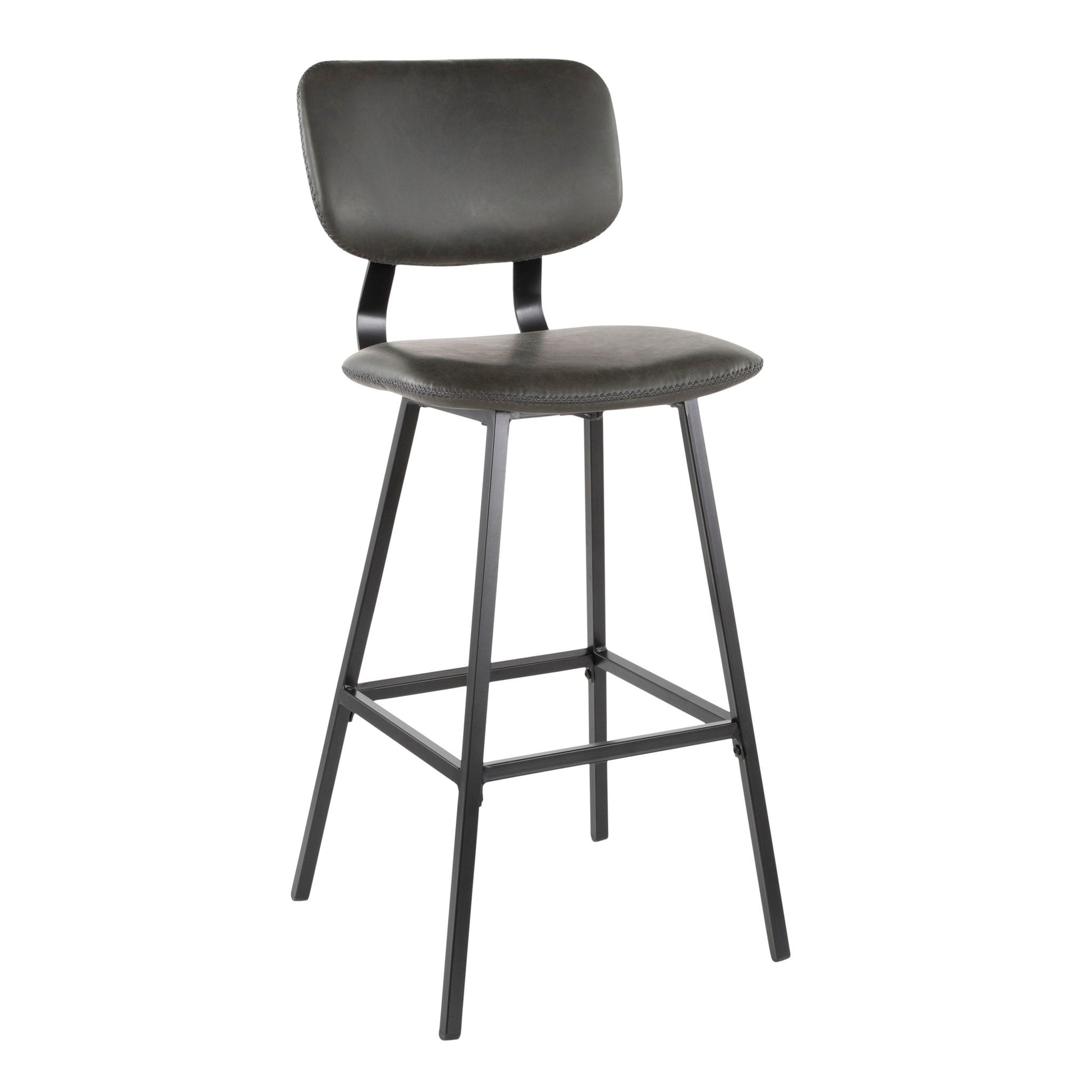 Foundry - Contemporary Barstool Zig Zag Stitching (Set of 2) - Black / Gray Lumi Source