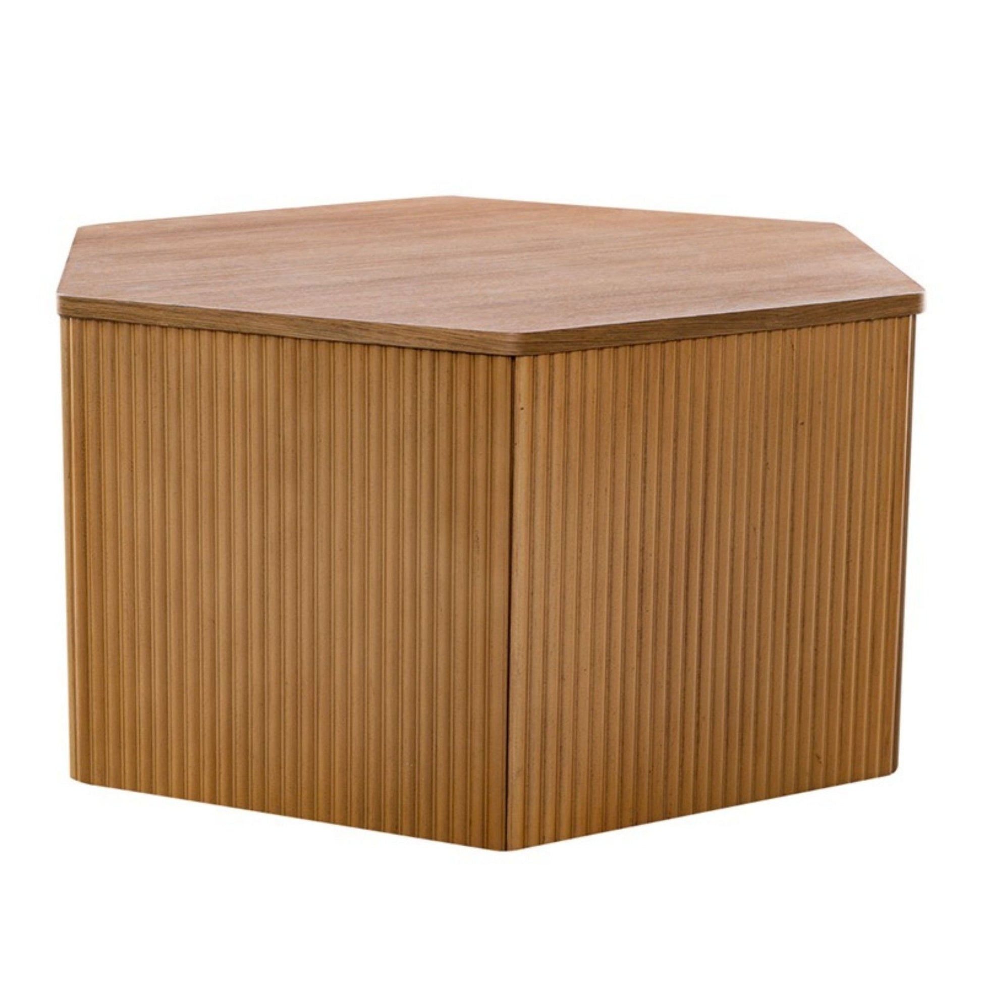 Hexagon Coffee Table With Fluted Design - Natural JLA