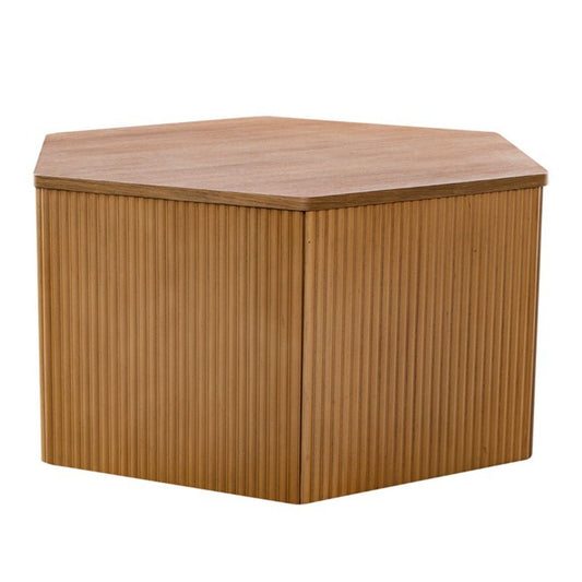 Hexagon Coffee Table With Fluted Design - Natural JLA