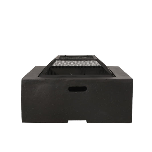 Outdoor Square Mgo Wood Burning Fire Pit - Dark Gray Noble House