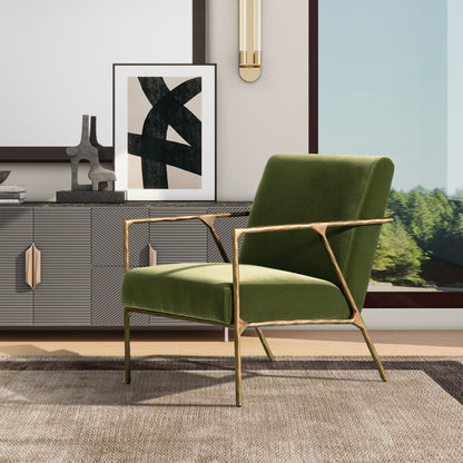 Aerin - Hammered Brass Upholstered Accent Arm Chair Jennifer Taylor Home