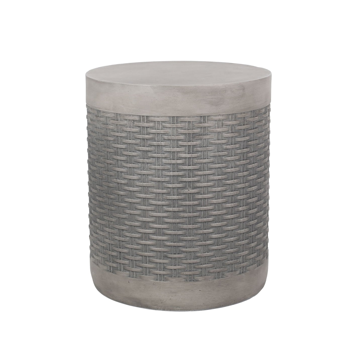 Outdoor Lightweight End Table Round Concrete Outdoor Side Table - Natural Noble House