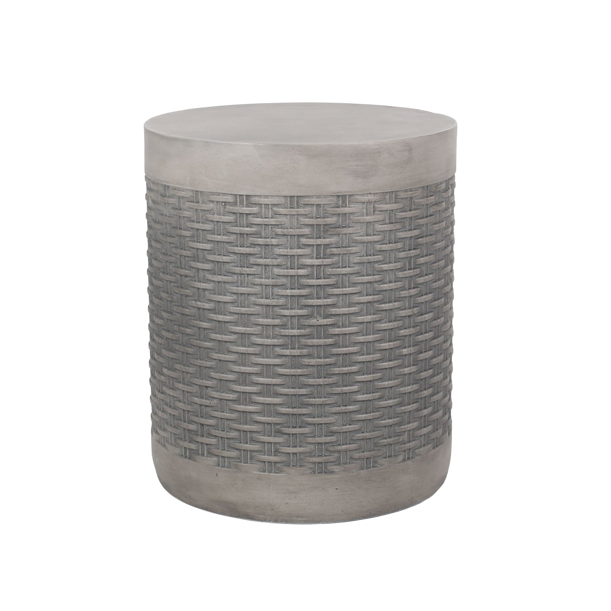 Outdoor Lightweight End Table Round Concrete Outdoor Side Table - Natural Noble House