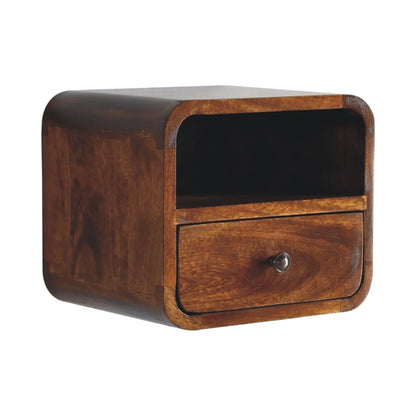 Curved Upper Slot Floating Nightstand Artisan Furniture