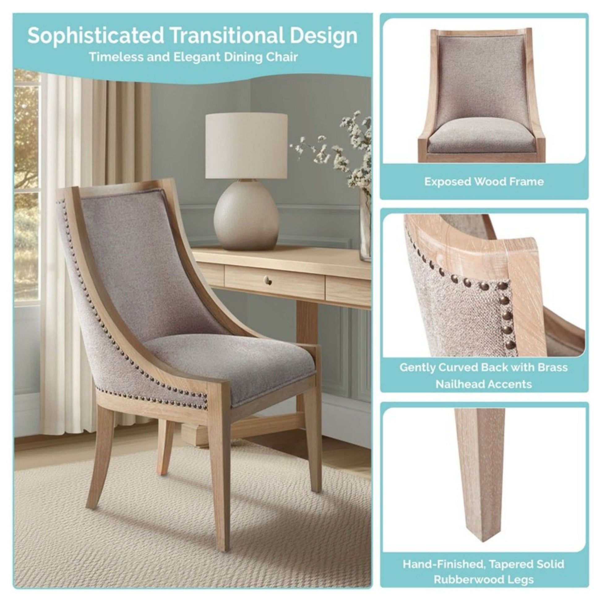 Upholstered Dining Chair With Nailhead Trim JLA