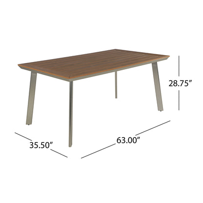 Outdoor Dining Table With Eucalyptus Wood Topped - Silver Noble House
