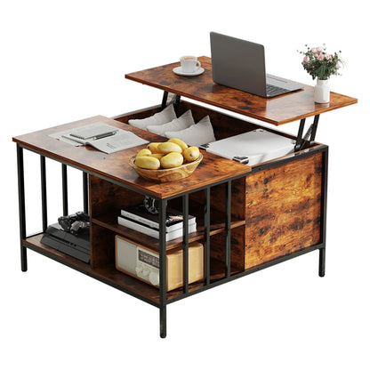 Lift Top Coffee Table With Storage, Adjustable Height Living Room - Black / Brown Home Essentials