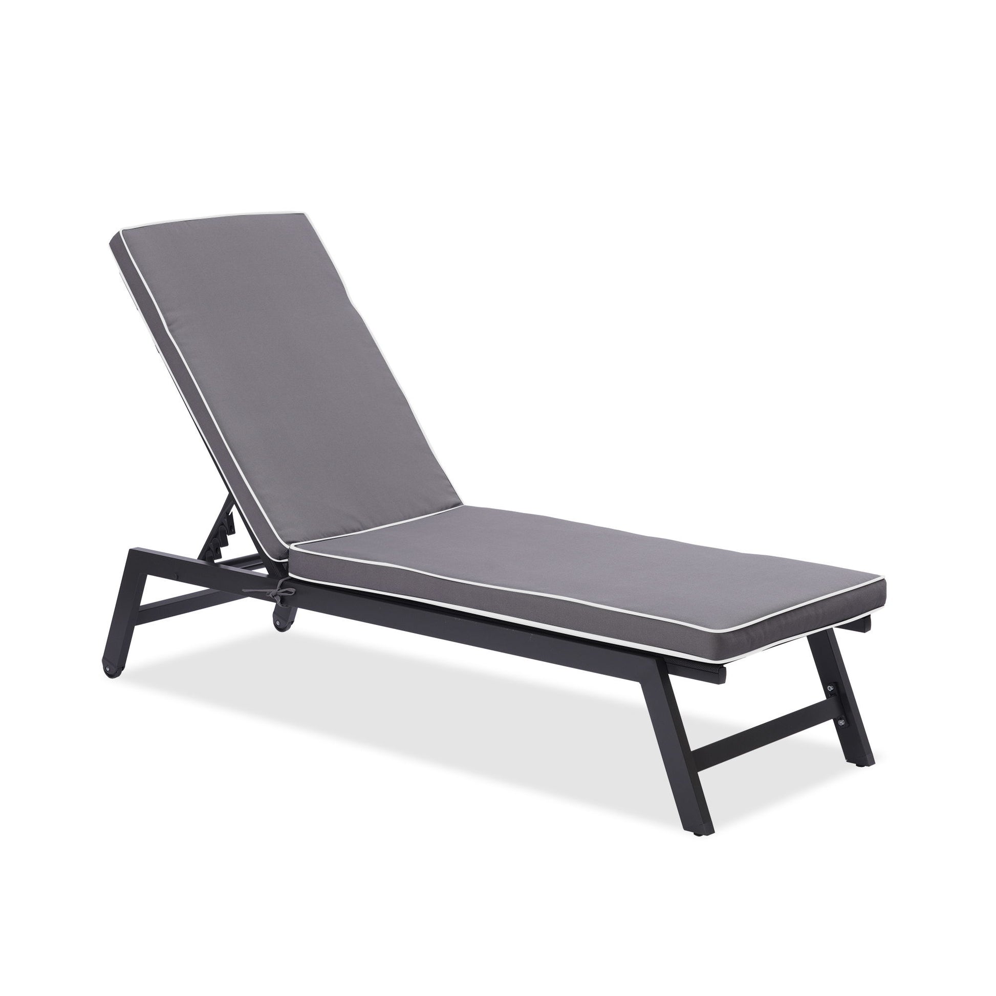 2 Pieces Set Outdoor Lounge Chair Cushion Replacement Patio Furniture Seat Cushion Chaise Lounge Cushion - Antique Gray / White Home Essentials