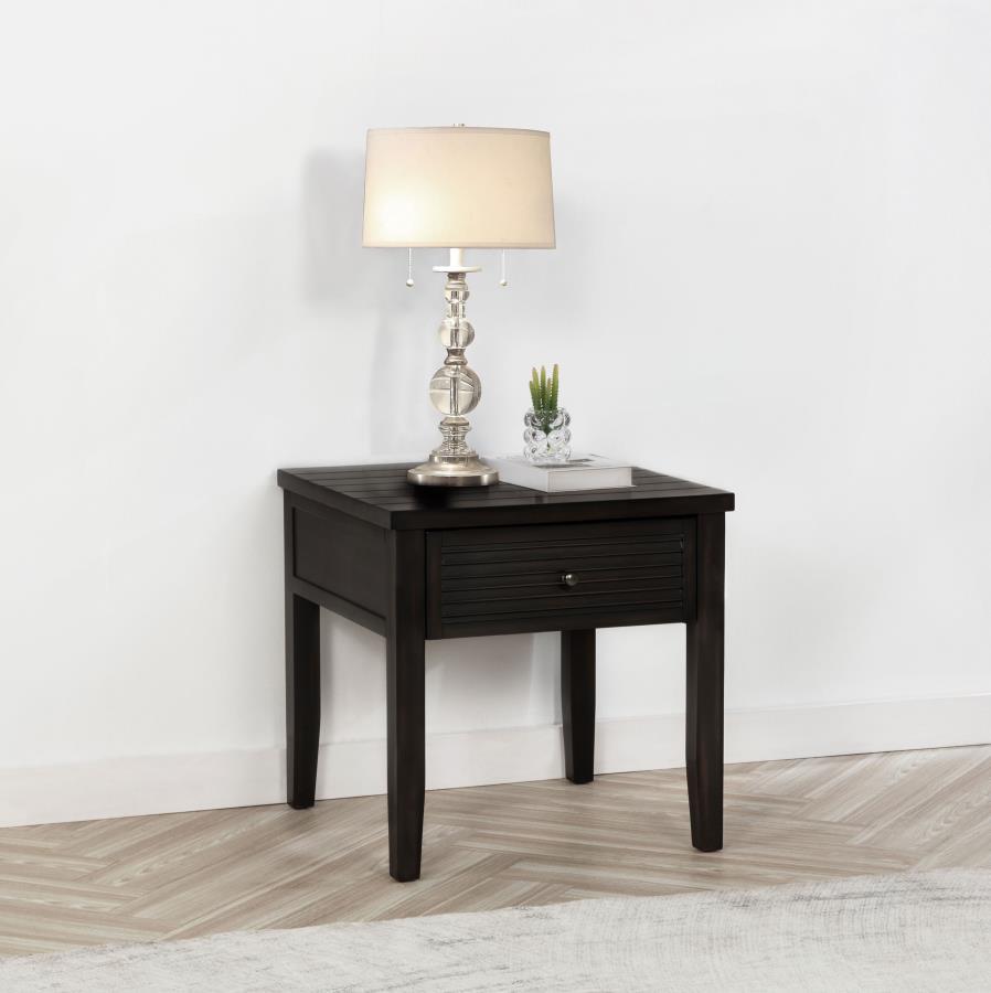 Concord - 1-Drawer Square End Table - Distressed Java Coaster Fine Furniture