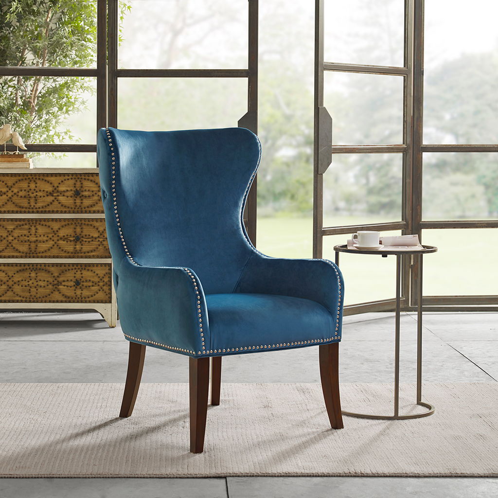 Hancock - Button Tufted Back Accent Chair - Blue