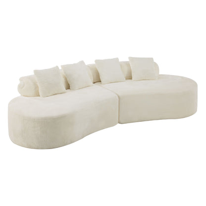 Modern Curved Sofa With Pillows Home Essentials