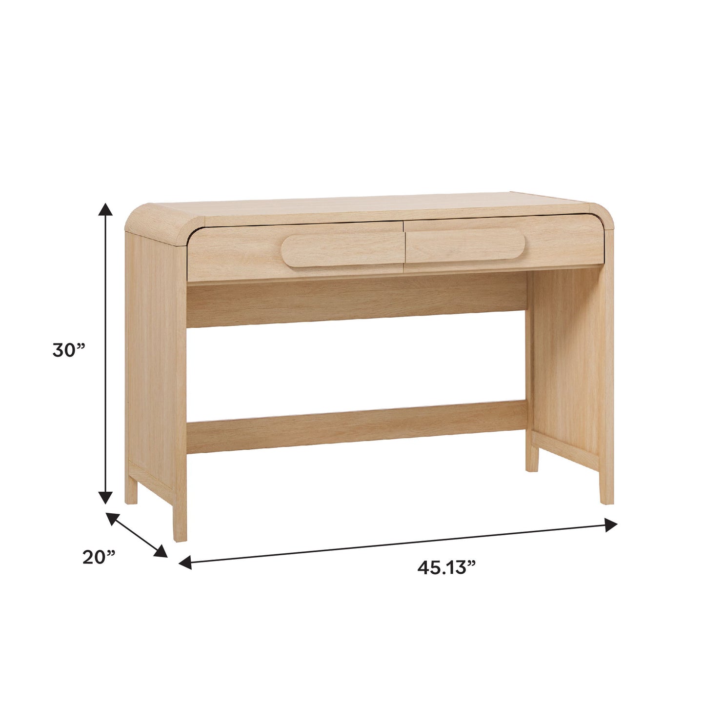Modern Curved Waterfall Desk With Drawers - Oak Walker Edison