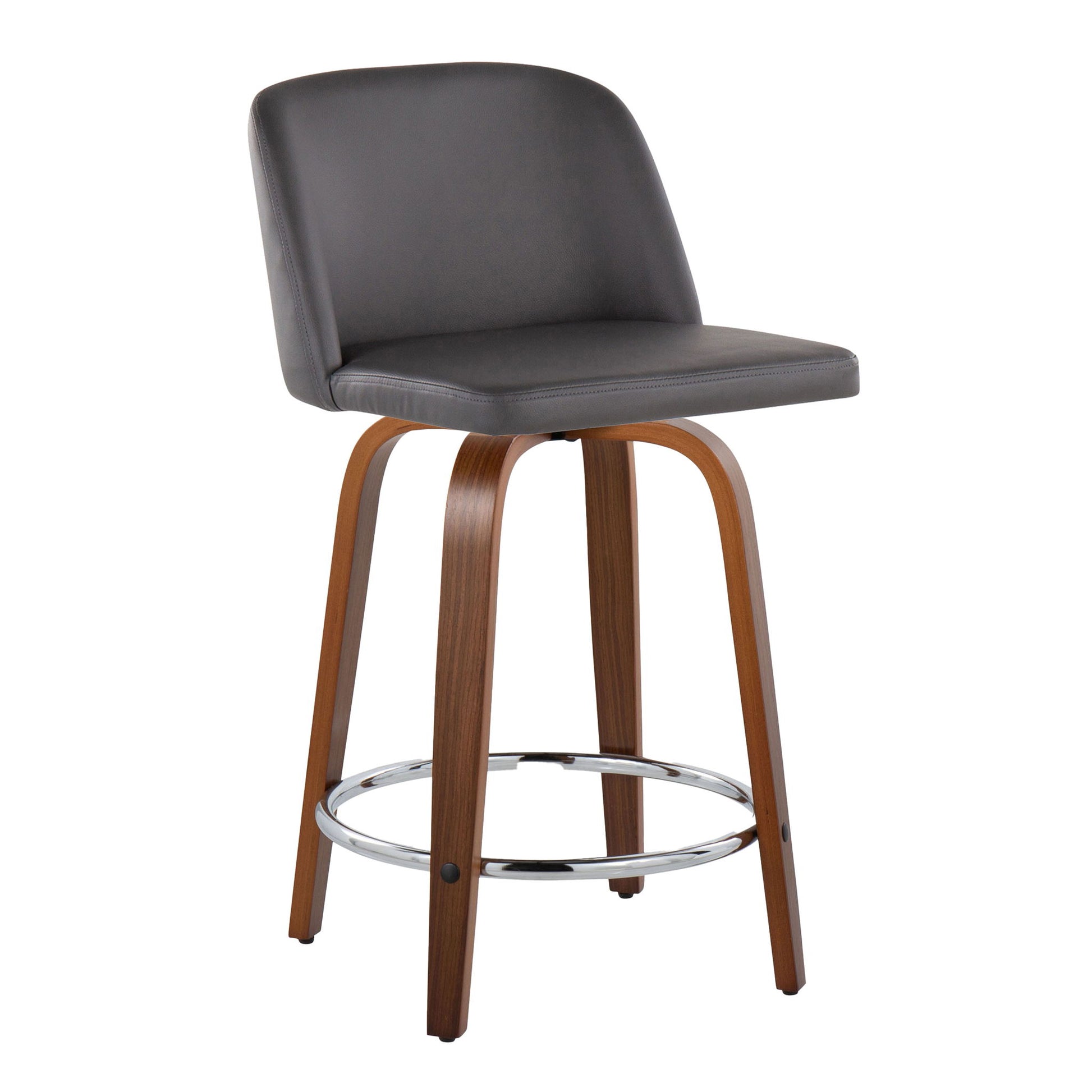 Toriano - Mid Century Modern Fixed Height Counter Stool With Swivel With Round Footrest (Set of 2) Lumi Source