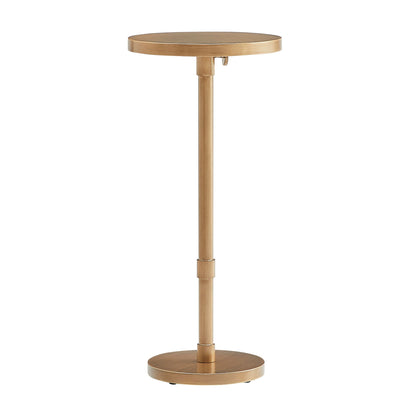 Morven - Adjustable Height Accent Table With Round Metal Top And Pedestal Base - Antique Brass Home Essentials