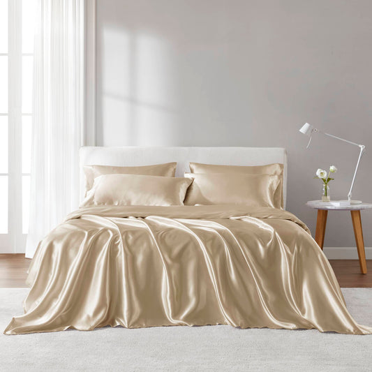 Satin - 4 Piece Twin Luxury Sheet Set - Champagne Madison Park Essentials