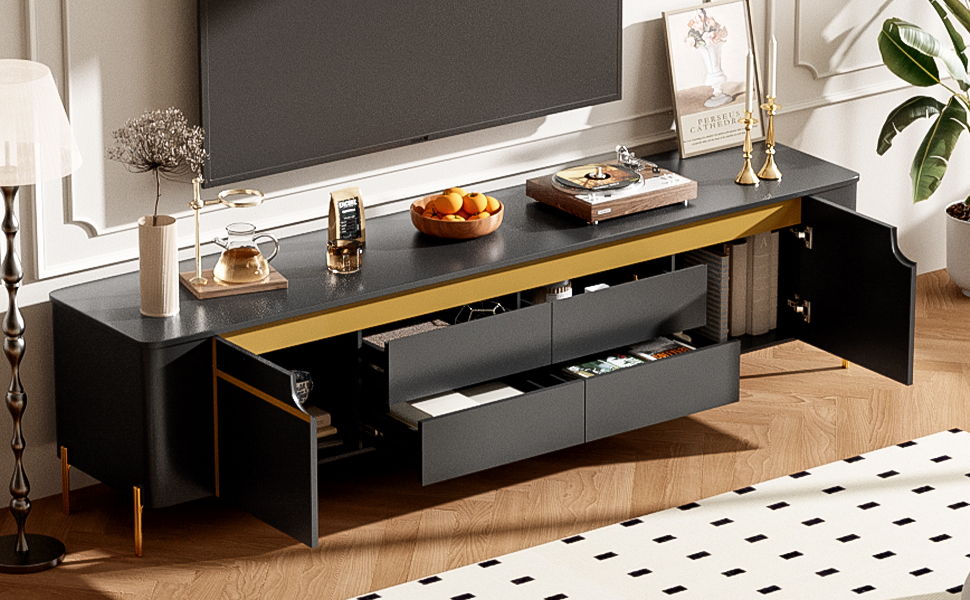 TV Stand For TVs Up To 80" With 4 Drawers And 2 Spacious Cabinets Hearth and Haven