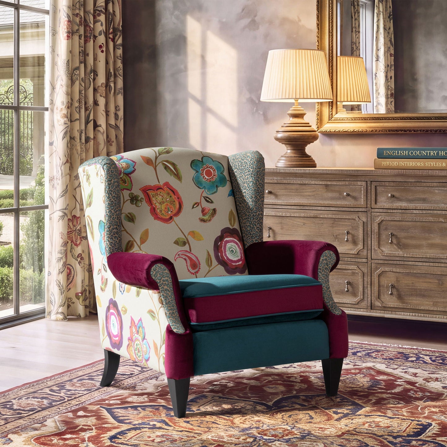 Anya - Wingback Accent Arm Chair - Blue Jennifer Taylor Home
