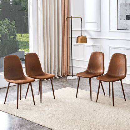 (Set of 4) Backrest AndTransfer Legs Chairs Adding A Touch Of Elegance To Minimalist And Scandinavian Style Homes - Walnut Home Essentials