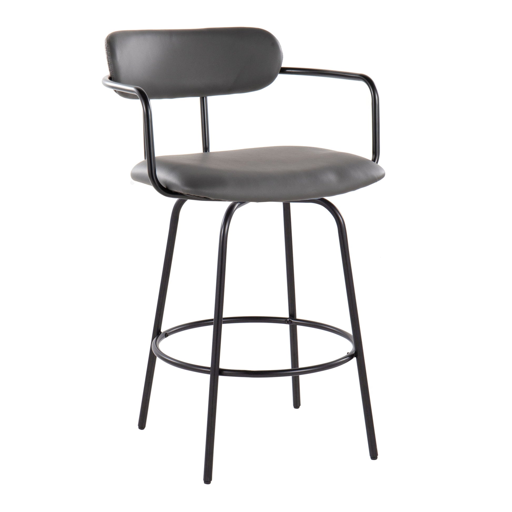Demi - Contemporary Fixed Height Counter Stool With Swivel With Round Footrest (Set of 2) Lumi Source