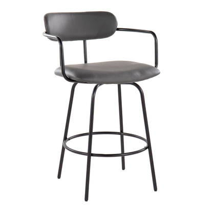 Demi - Contemporary Fixed Height Counter Stool With Swivel With Round Footrest (Set of 2) Lumi Source