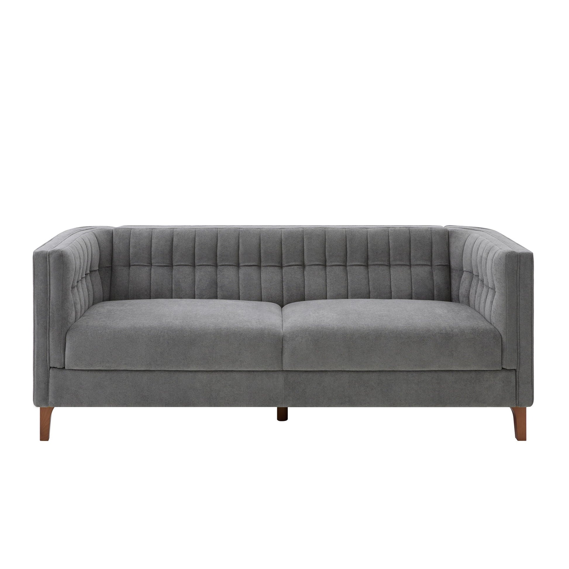 Modern 3 Seater Sofa, Upholstered Couch With Curved Armrests Noble House