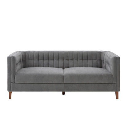 Modern 3 Seater Sofa, Upholstered Couch With Curved Armrests Noble House
