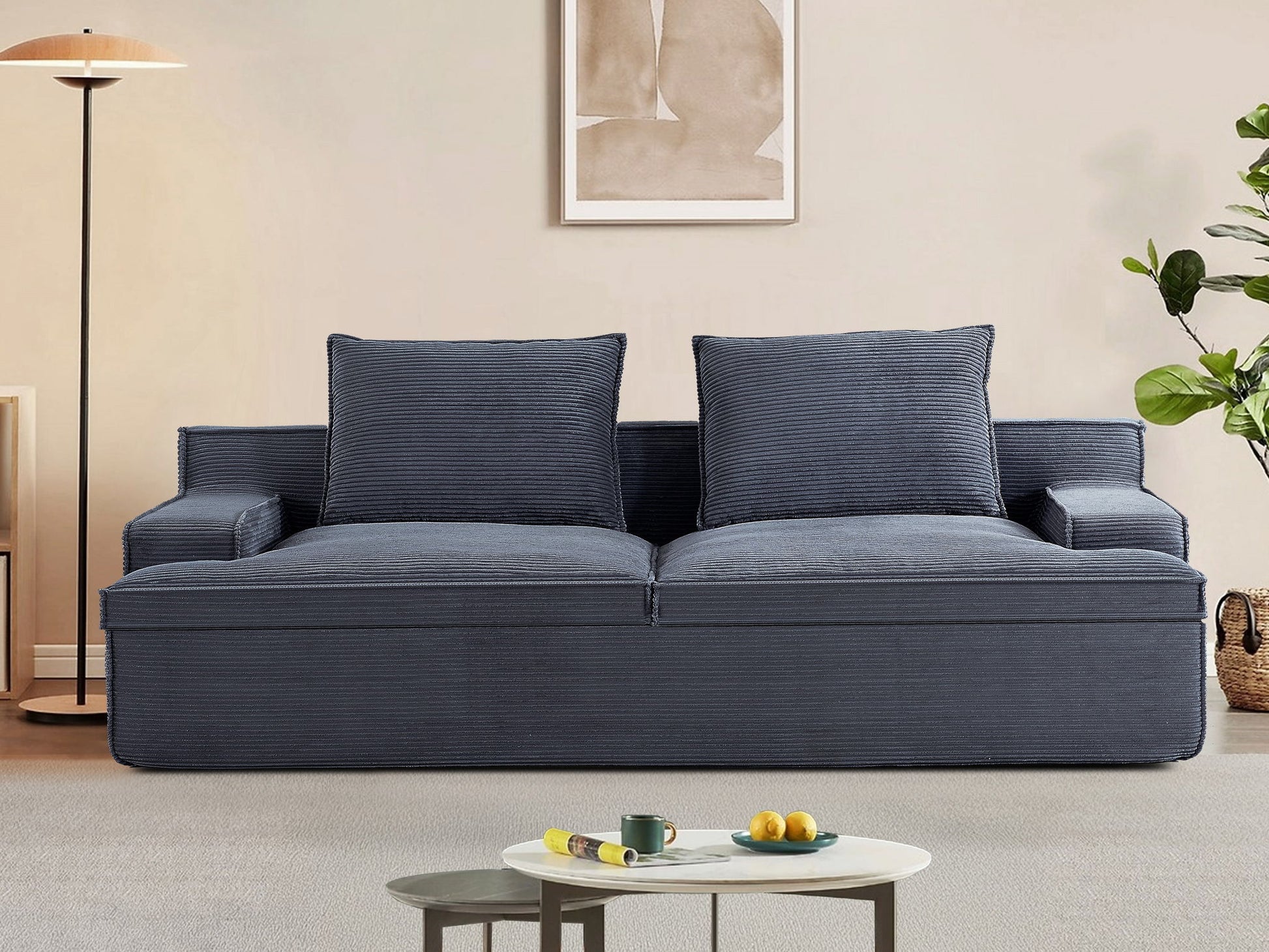 Nimbus - Oversized Full Foam 4 Seater Couch For Living Room Upholstered In Soft Corduroy, Wide Armrests US Pride