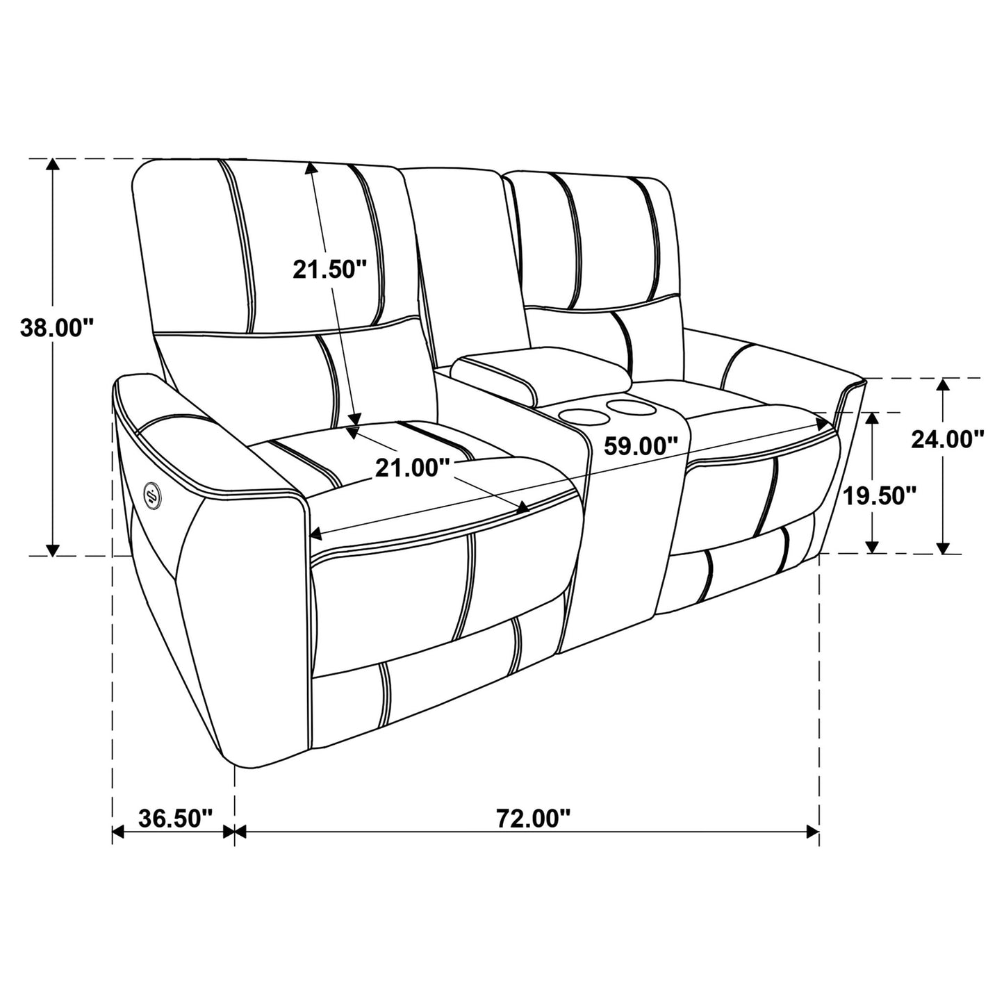 Denson - Power Reclining Loveseat With Console And USB Port Furniture Max