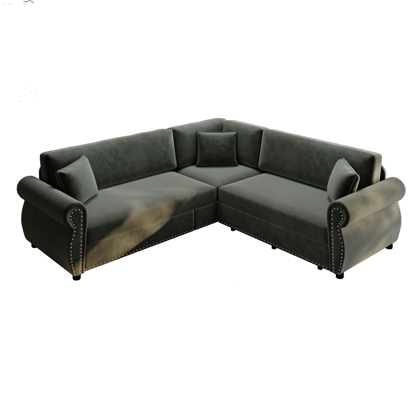 L-Shaped Sofa Couch With Pull-Out Bed Home Essentials