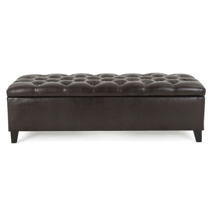 Nebulous - Upholstered Ottoman With Storage And Diamond Tufted Seat - Brown Noble House
