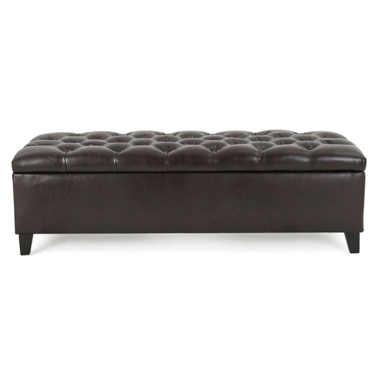 Nebulous - Upholstered Ottoman With Storage And Diamond Tufted Seat - Brown Noble House