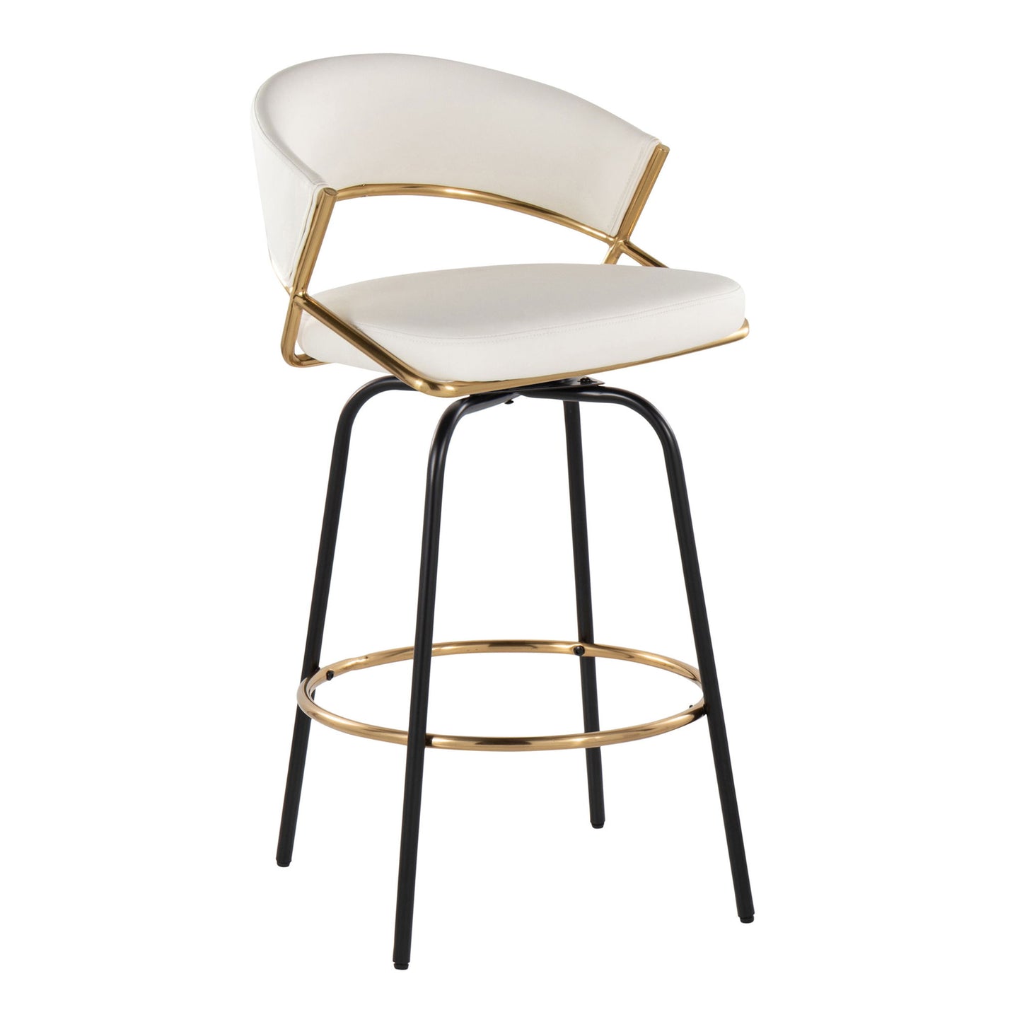 Jie - Fixed Height Contemporary Counter Stool With Swivel Round Footrest (Set of 2) Lumi Source