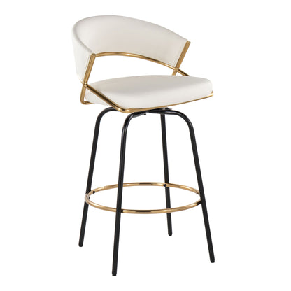 Jie - Fixed Height Contemporary Counter Stool With Swivel Round Footrest (Set of 2) Lumi Source