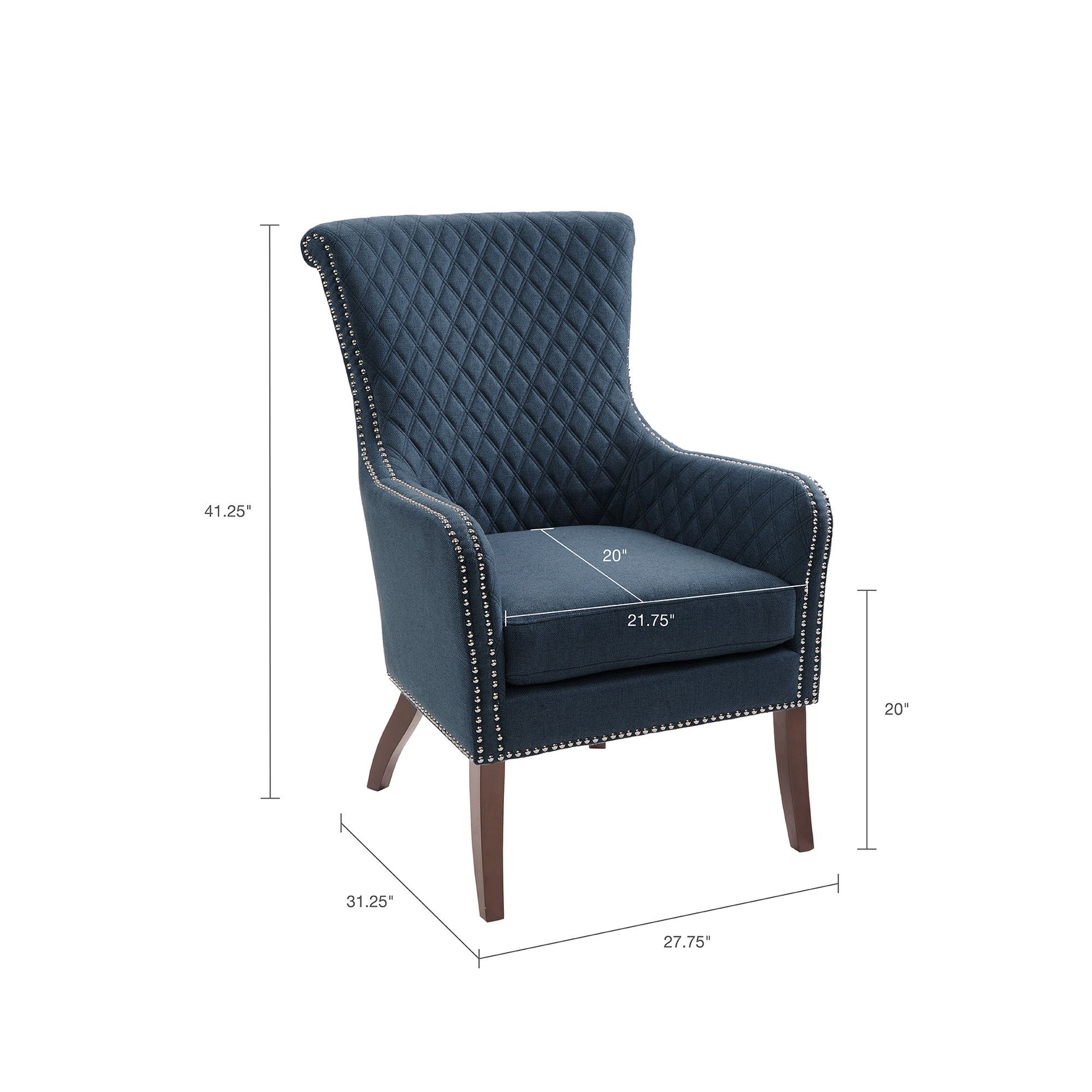 Accent Chair With Quilted Back And Silver Studs - Dark Blue JLA