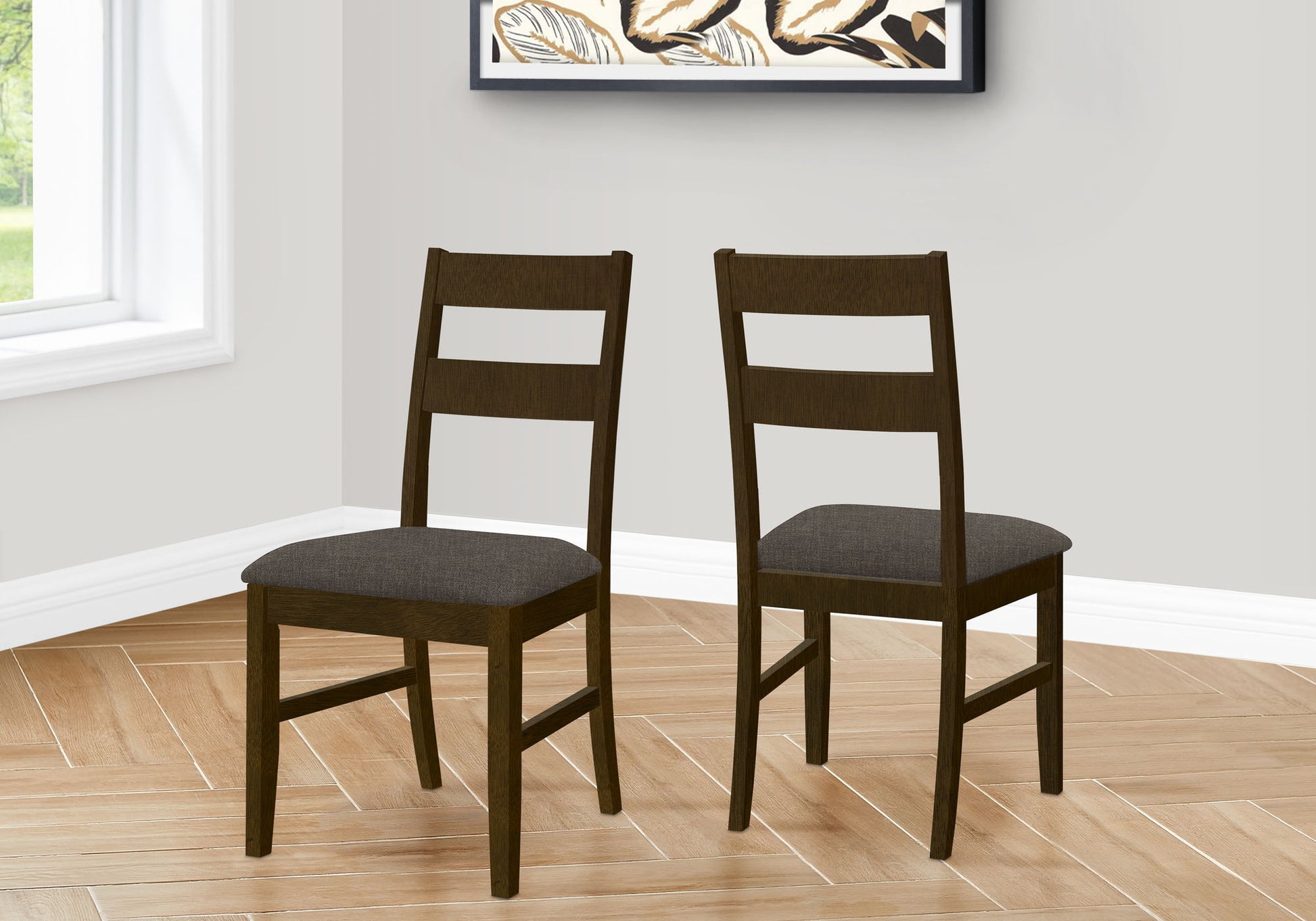 Dining Chair, Upholstered, Side, Dining Room, Transitional (Set of 2) - Brown 8th Street