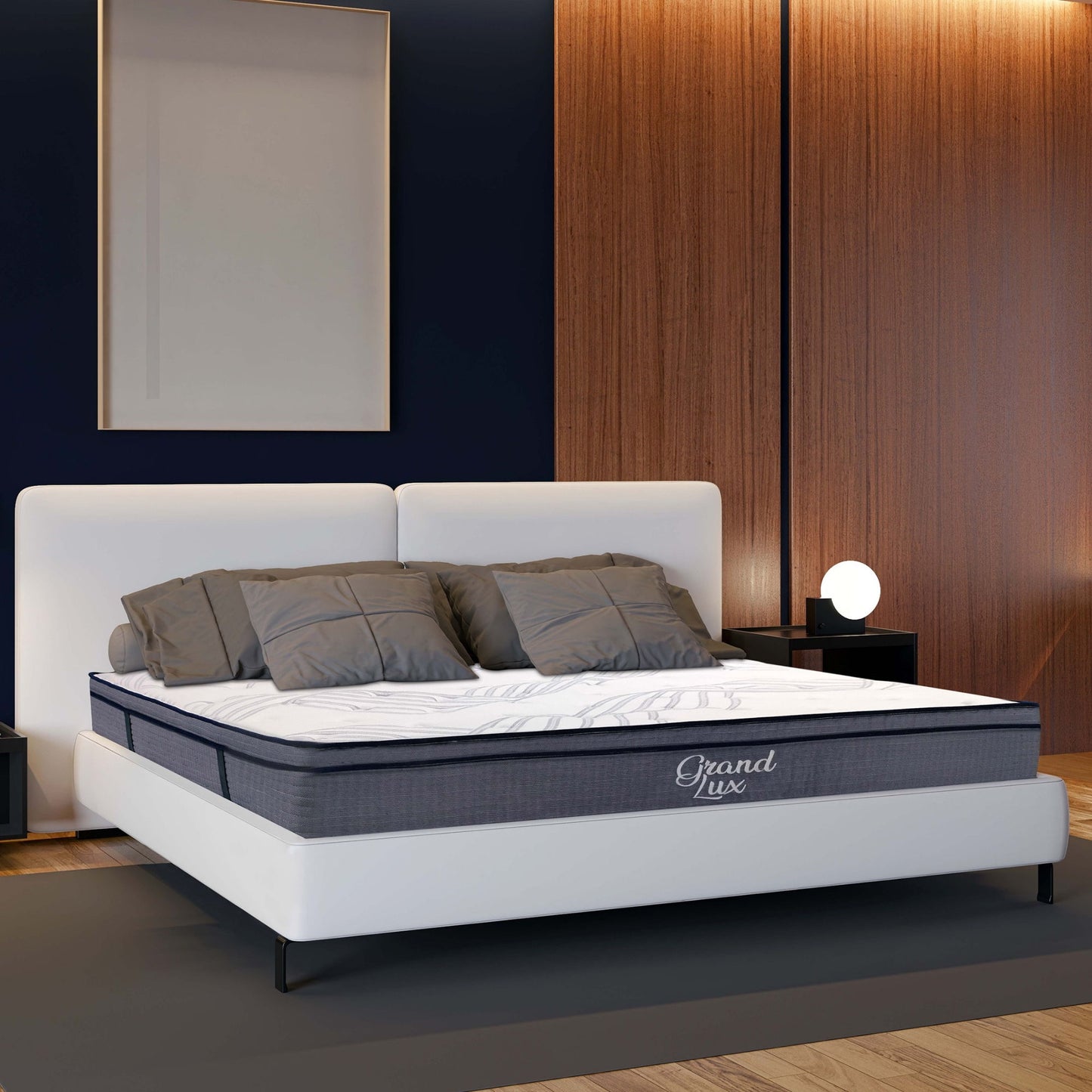 Hybrid Plush Foam Mattress, Soft Polyester Knit Cover, Multi Layer Foam Mattress - White / Gray - King Daily Nest