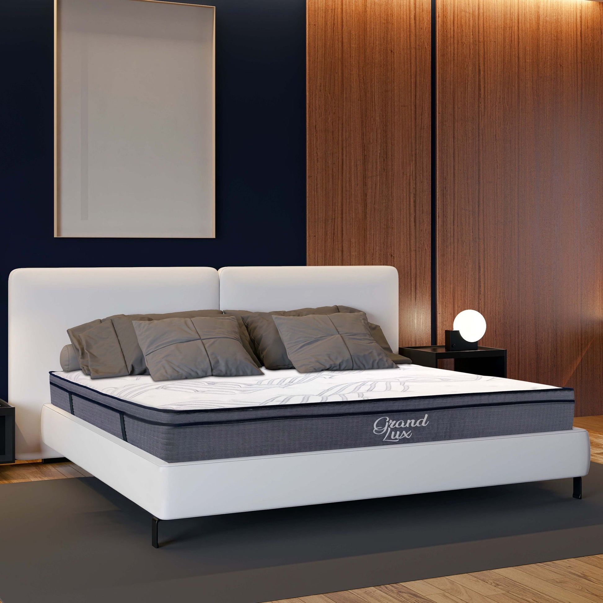 Hybrid Plush Foam Mattress, Soft Polyester Knit Cover, Multi Layer Foam Mattress - White / Gray - King Daily Nest
