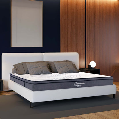 Hybrid Plush Foam Mattress, Soft Polyester Knit Cover, Multi Layer Foam Mattress - White / Gray - King Daily Nest