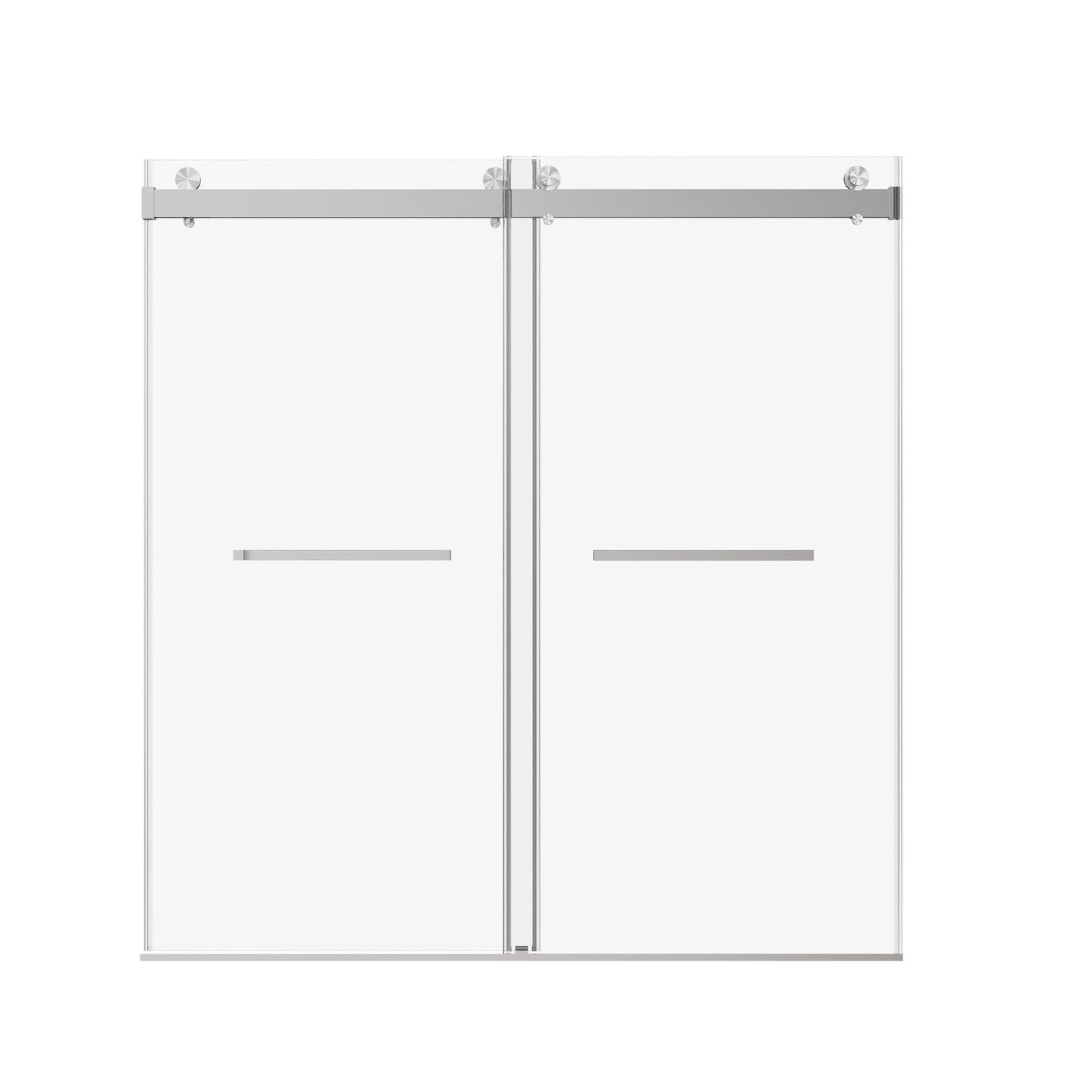 Frameless Double Sliding Soft-Close Shower Door, 3 / 8" (10Mm) Thick SGCC Tempered Glass Door, Matte Daily Nest