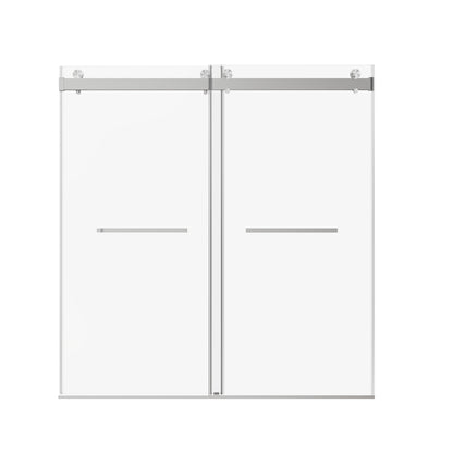 Frameless Double Sliding Soft-Close Shower Door, 3 / 8" (10Mm) Thick SGCC Tempered Glass Door, Matte Daily Nest