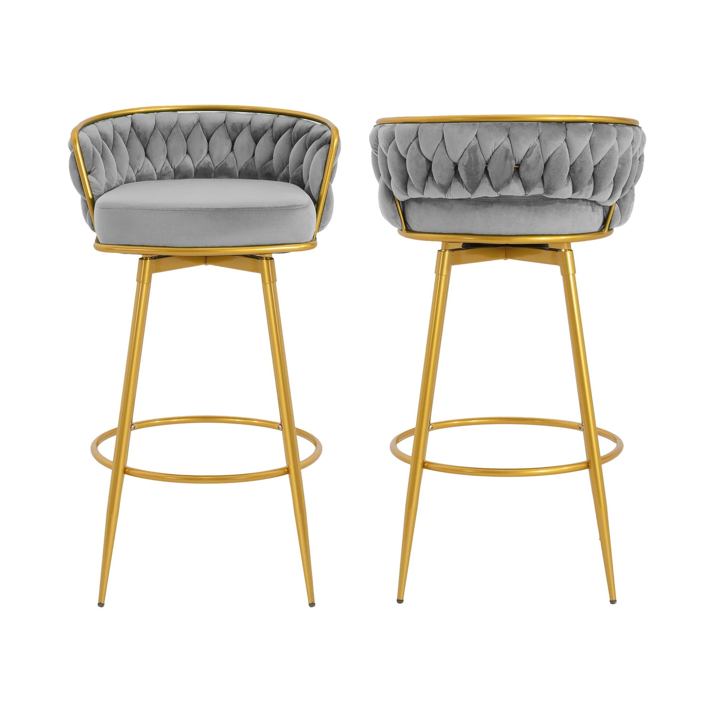 Modern Low Back Upholstered Counter Height Bar Stools (Set of 2) Noble House