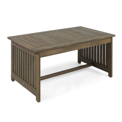 Acacia Wood Rectangular Patio Coffee Table For Outside Noble House