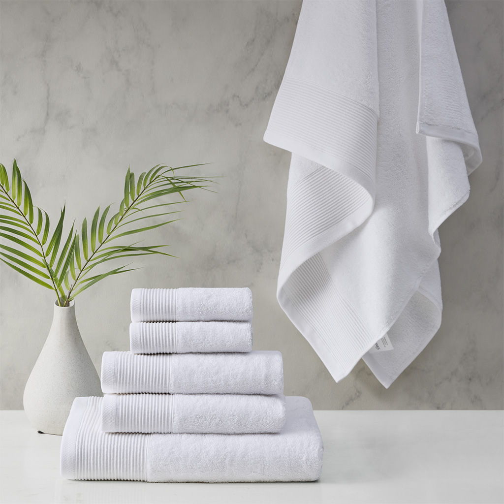 Nuage - Cotton Tencel Blend Antimicrobial 6 Piece Towel Set - White