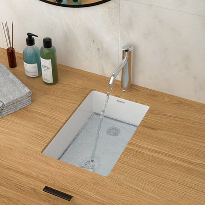 Vertical Undermount Bathroom Sink With Overflow - White Daily Nest