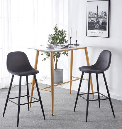 Velvet Barstool With Back (Set of 2) Home Essentials