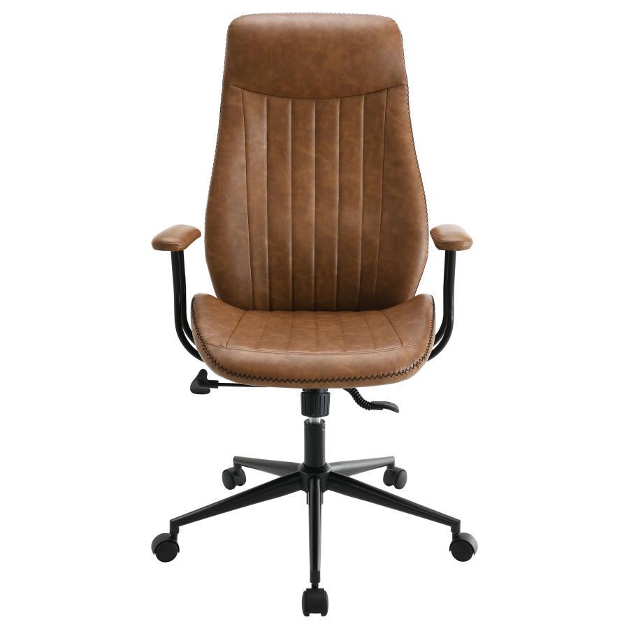Ranger - Upholstered Adjustable Home Office Desk Chair - Brown - Snoozhouse